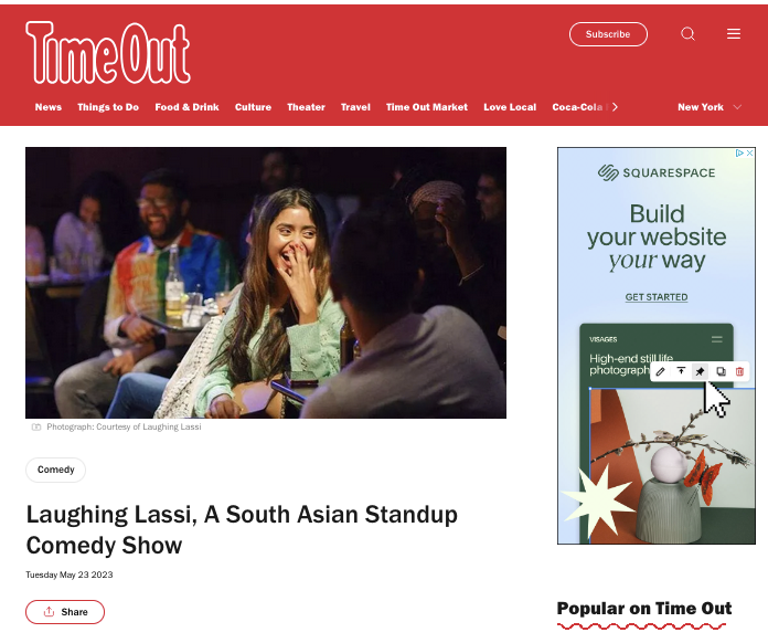 Laughing Lassi Earns Features in TimeOut NYC and Indian Tribune!